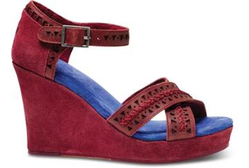 Toms Toms+  Oxblood  Tooled  Leather  Women's  Strappy  Wedges