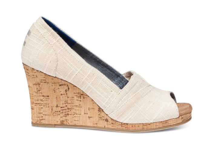 Toms Toms Natural Linen Cork Women's Classic Wedges - Size 8.5