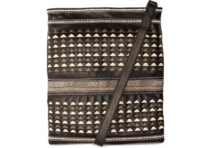 Toms Black Woven Leather Postscript Crossbody Bag