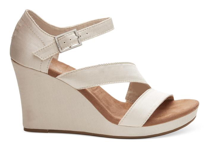 Toms Toms Champagne Grosgrain Women's Clarissa Wedges - Size 10