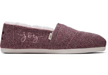 Toms Burgundy Sweater Knit With Faux Fur Women's Classics