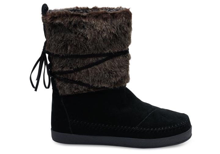 Toms Toms Black Suede Faux Hair Women's Nepal Boots - Size 10
