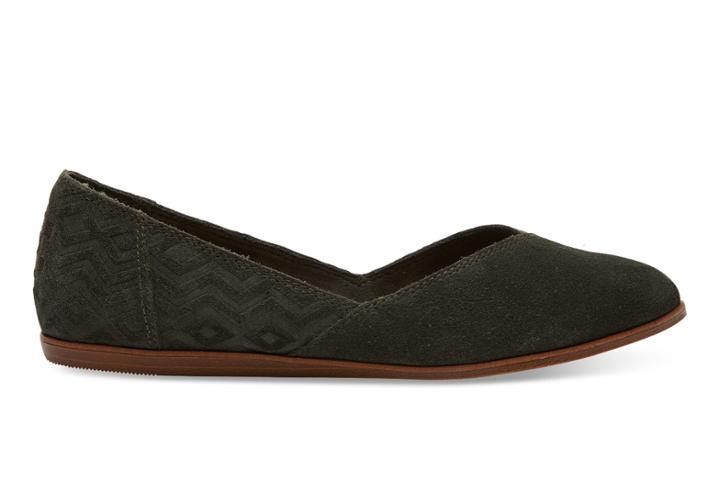 Toms Toms Forest Suede Diamond Embossed Women's Jutti Flats Shoes - Size 7.5
