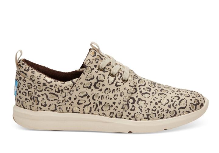 Toms Toms Natural Bobcat Gold Foil Women's Del Rey Sneakers Shoes - Size 8