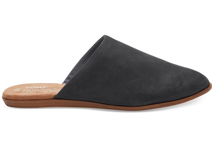 Toms Black Leather Women's Jutti Mules