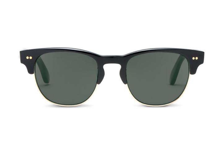 Toms Toms Lobamba Shiny Black Polarized Sunglasses With Green Grey Lens