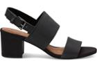 Toms Black Leather Women's Poppy Sandals