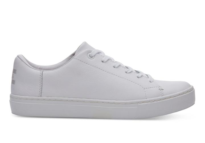 Toms Toms White Leather Women's Lenox Sneakers Shoes - Size 9