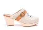 Toms Natural Linen Embroidery Women's Elisa Clog Sandals