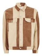 Topman Mens Multi Brown Striped Oversized Denim Jacket