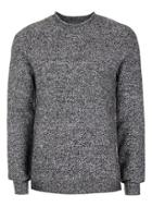 Topman Mens Mid Grey Premium Grey Lambswool Blend Textured Crew Neck Sweater