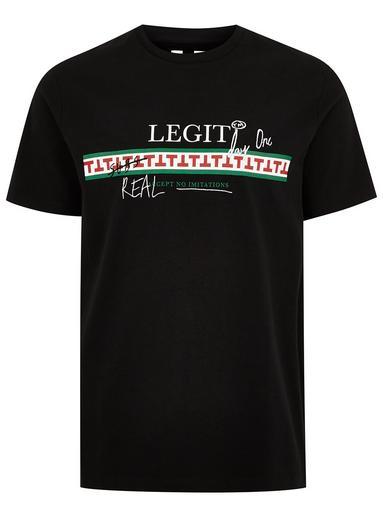Topman Mens Black Short Sleeve 'legit' T-shirt