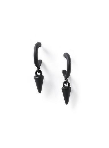 Topman Mens Black Spike Hoop Earrings