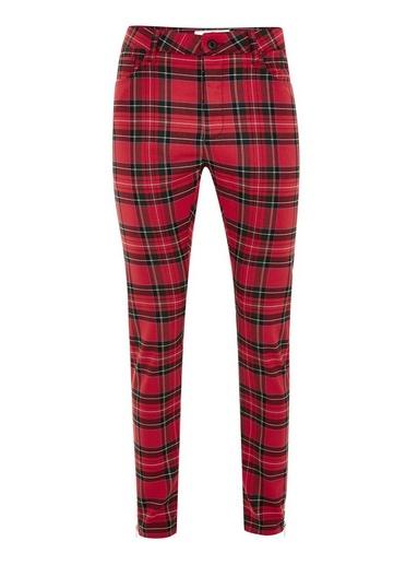 Topman Mens Red Check Zip Stretch Skinny Trousers