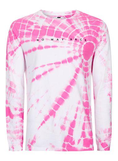 Topman Mens Pink Tie Dye No Way Back Long Sleeve T-shirt