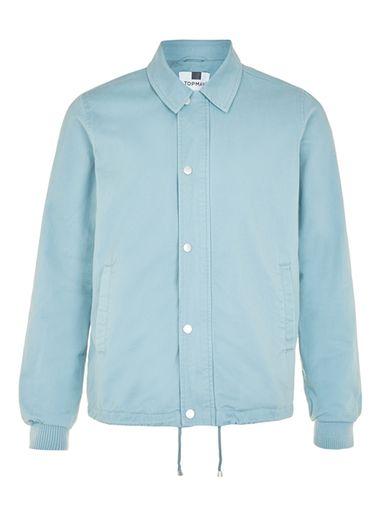 Topman Mens Light Blue Cotton Coach Jacket