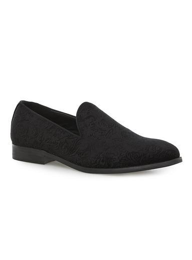Topman Mens Black Velvet Embossed Loafers