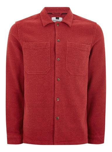 Topman Mens Red Flannel Long Sleeve Shirt