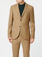 Topman Mens Brown Camel 100% Wool Skinny Fit Suit Jacket