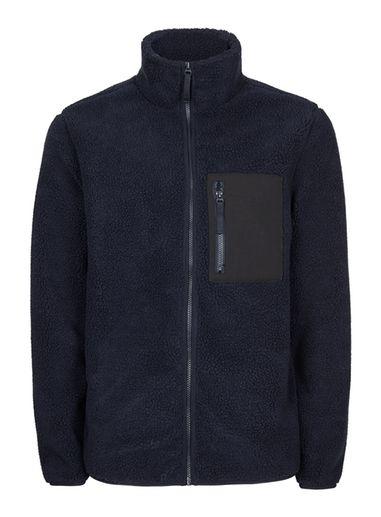 Topman Mens Navy Borg Jacket