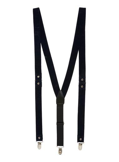 Topman Mens Blue Navy Velvet Fabric Suspenders