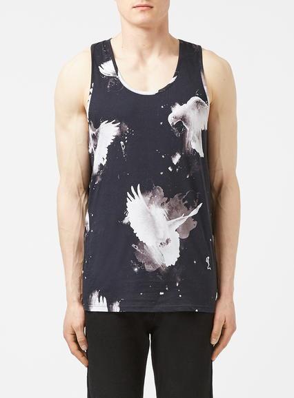 Topman Mens Religion Black Floral Print Vest