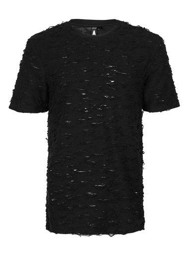 Topman Mens Aaa Black Laddered T-shirt