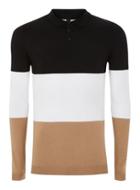 Topman Mens Black White And Camel Color Block Sweater