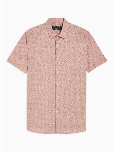 Topman Mens Pink Paisley Stretch Skinny Shirt