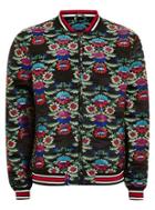 Topman Mens Multi Black Floral Jacquard Bomber Jacket With Embroidery