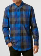Topman Mens Blue/grey Buffalo Check Long Sleeve Casual Shirt