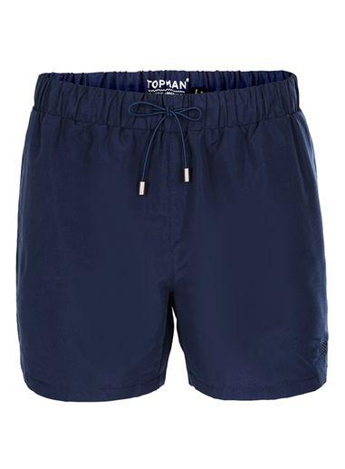 Topman Mens Navy Embroidered Swim Shorts