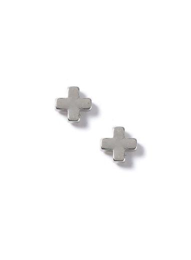 Topman Mens Silver Look Cross Stud Earrings*