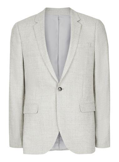 Topman Mens Light Grey Skinny Fit Suit Jacket Containing Wool