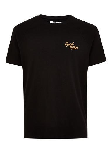 Topman Mens Black 'good Vibes' T-shirt