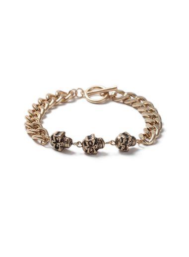 Topman Mens Gold Look Skull Chain Bracelet*