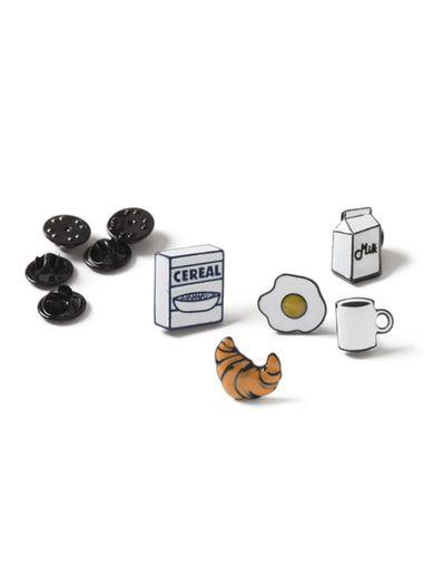 Topman Mens Silver Breakfast Brooch Pack*