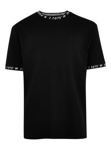 Topman Mens Black And White Jacquard 'hyke' T-shirt