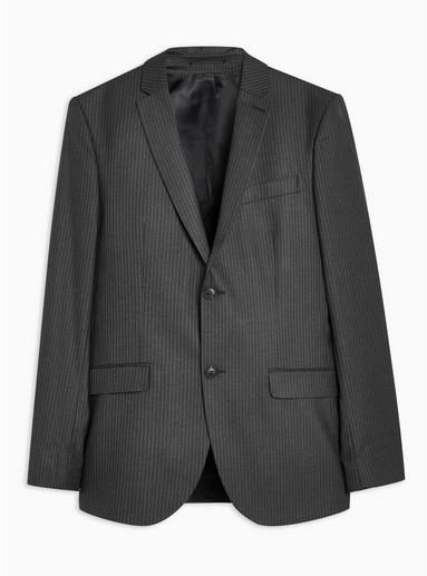 Topman Mens Black Pinstripe Slim Blazer