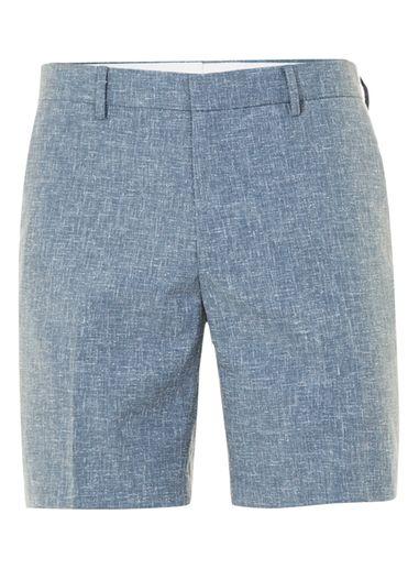 Topman Mens Blue Textured Formal Shorts