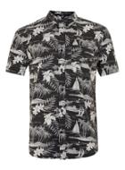 Topman Mens Dc Black And Grey Tropical Print Short Sleeve Shirt