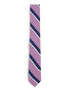 Topman Mens Purple And Navy Diagonal Stripe Soft Cotton Tie