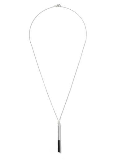 Topman Mens Black Silver Look Tube Pendant Necklace*