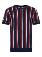 Topman Mens Red, Blue And White Stripe Knitted T-shirt