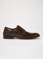 Topman Mens Brown Leather Throne Monk Shoes