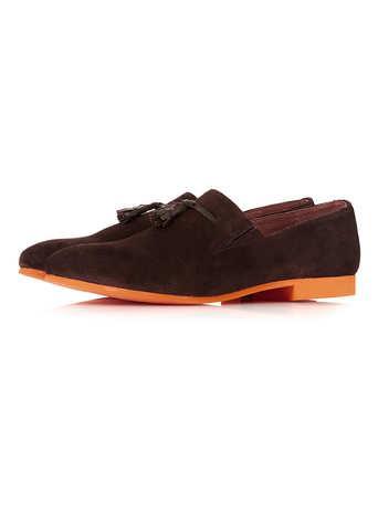Topman Burgundy Suede Tassle Slippers