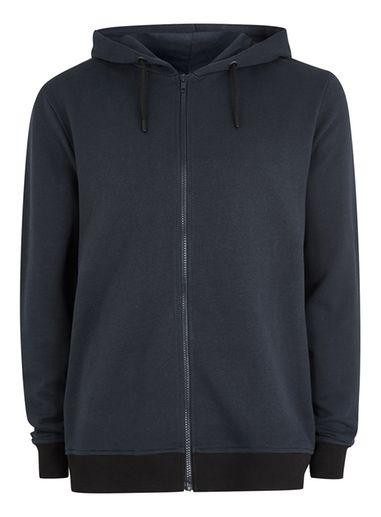 Topman Mens Navy Zip Through Hoodie
