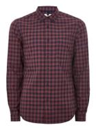 Topman Mens Red Burgundy Check Muscle Fit Shirt