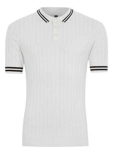 Topman Mens White Muscle Fit Knitted 'jack' Polo