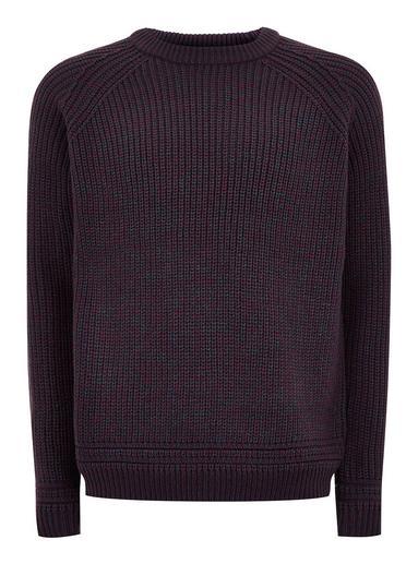 Topman Mens Red Burgundy And Navy Stitch Jumper